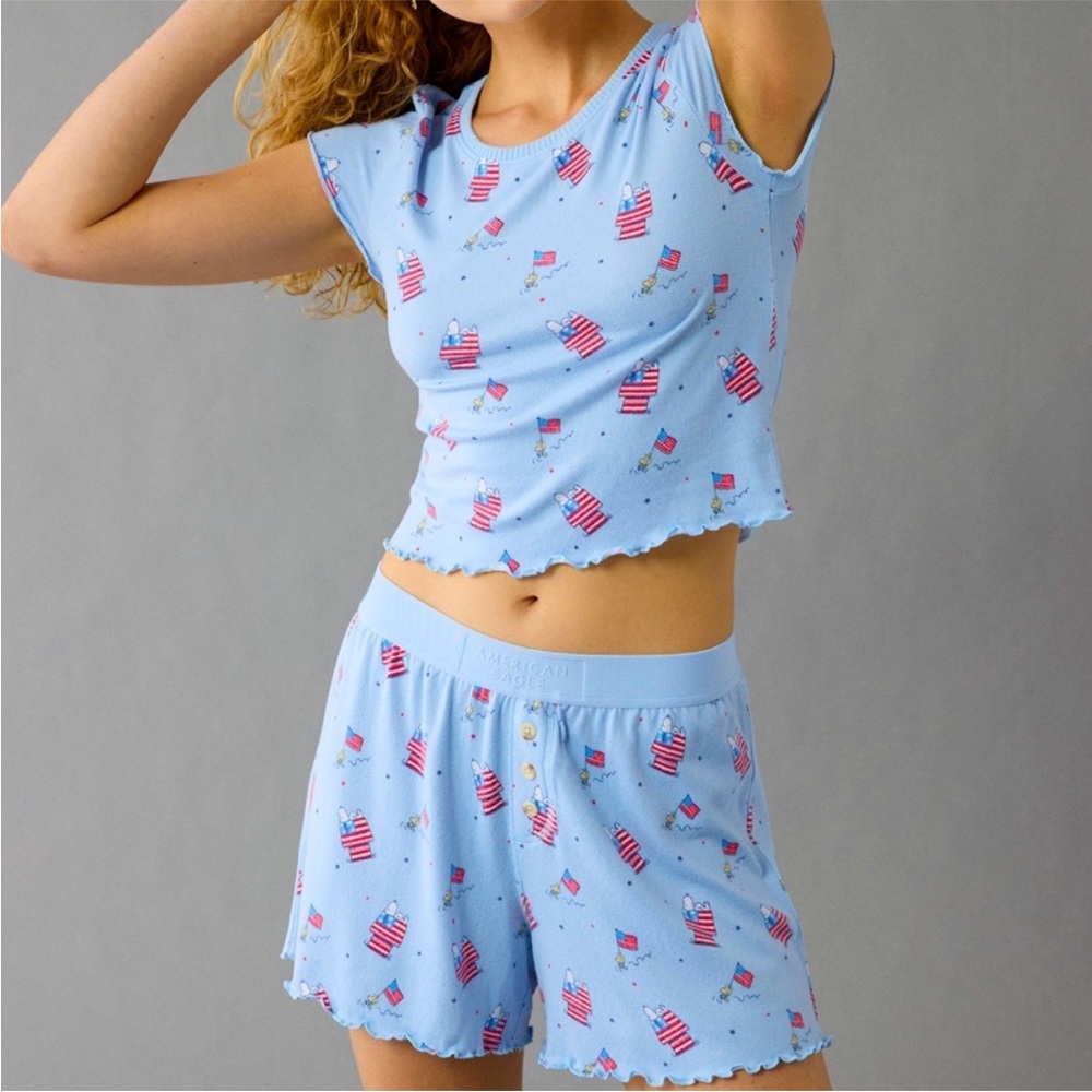 American Eagle Snoopy Americana Pajama Set
